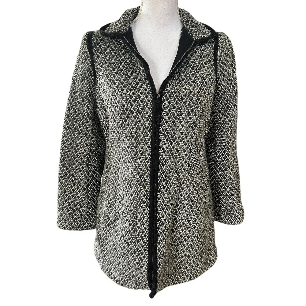 Talbots Marled Wool Coatigan Stand Collar Coat Sweater Knit Medium Petite